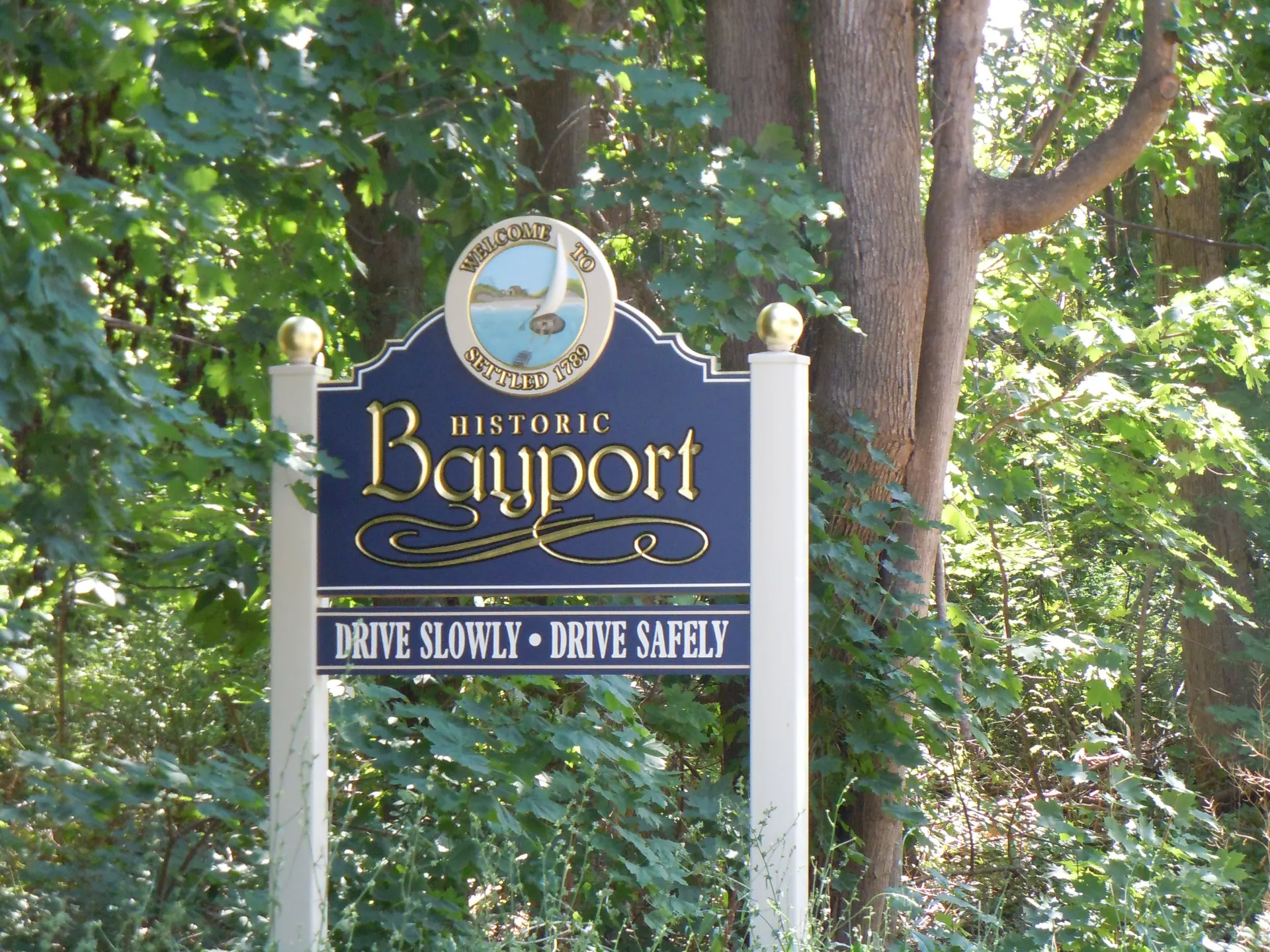 Welcome to Bayport sign, Bayport, NY