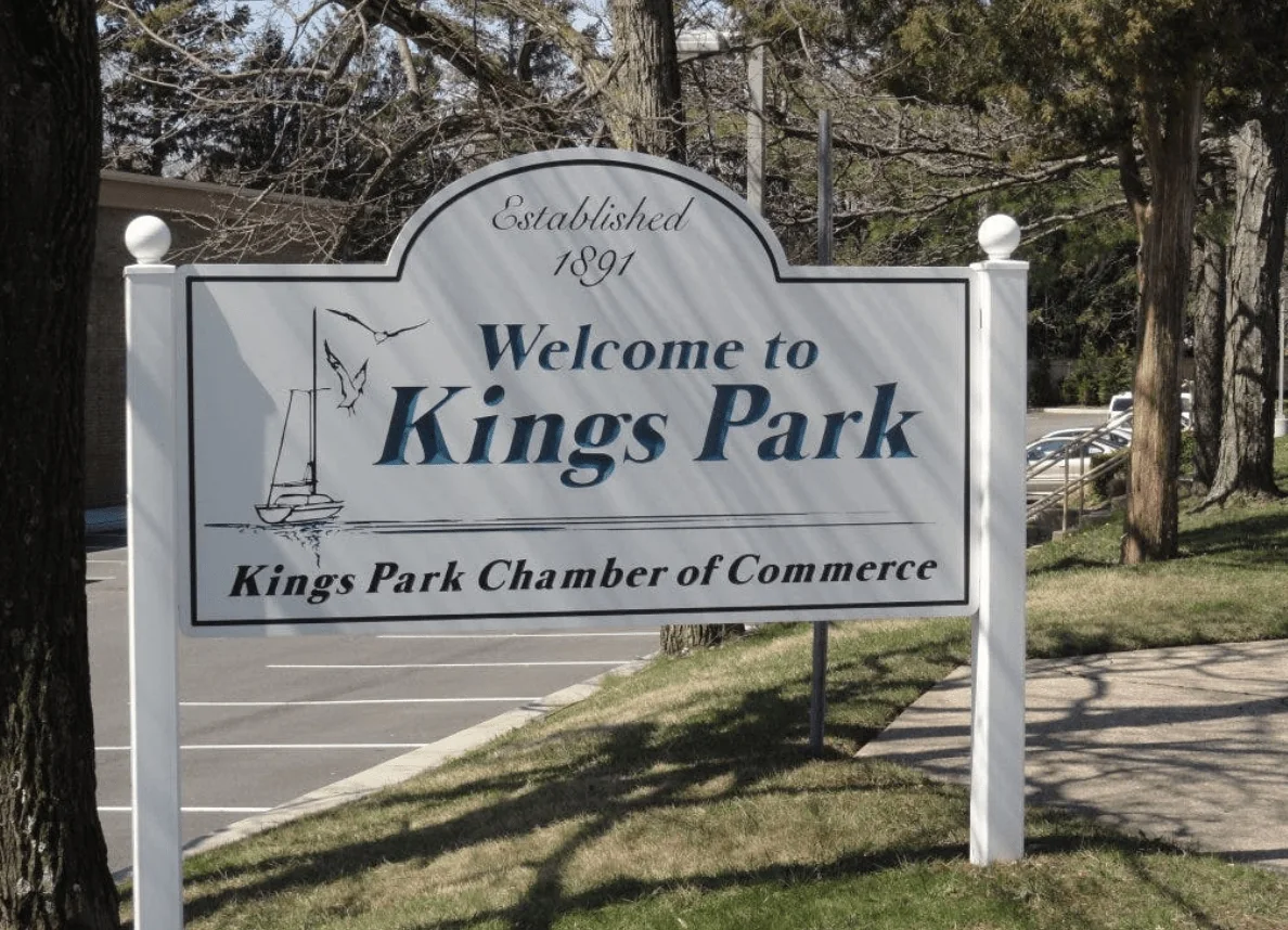 Welcome to Kings Park sign, Kings Park, NY